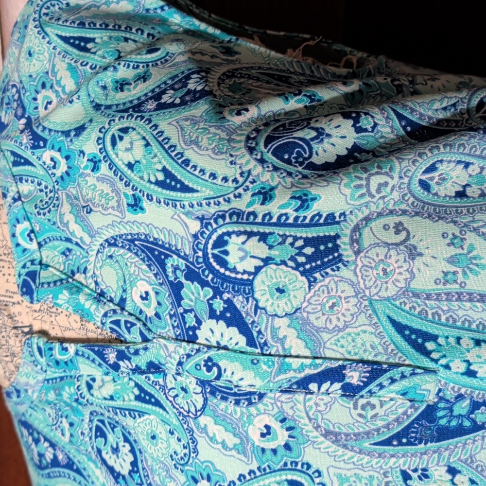 Talbots Teal and Blue Paisley Slip On Dress - Picture 6 of 11
